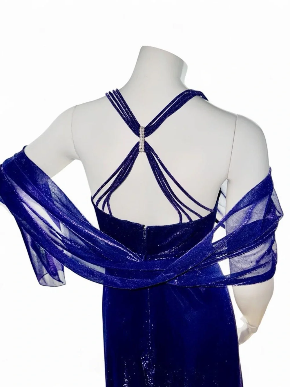 Vintage 90s Jump Apparel Purple Shimmer Velvet Maxi Dress & Shawl Set, Size 5/6